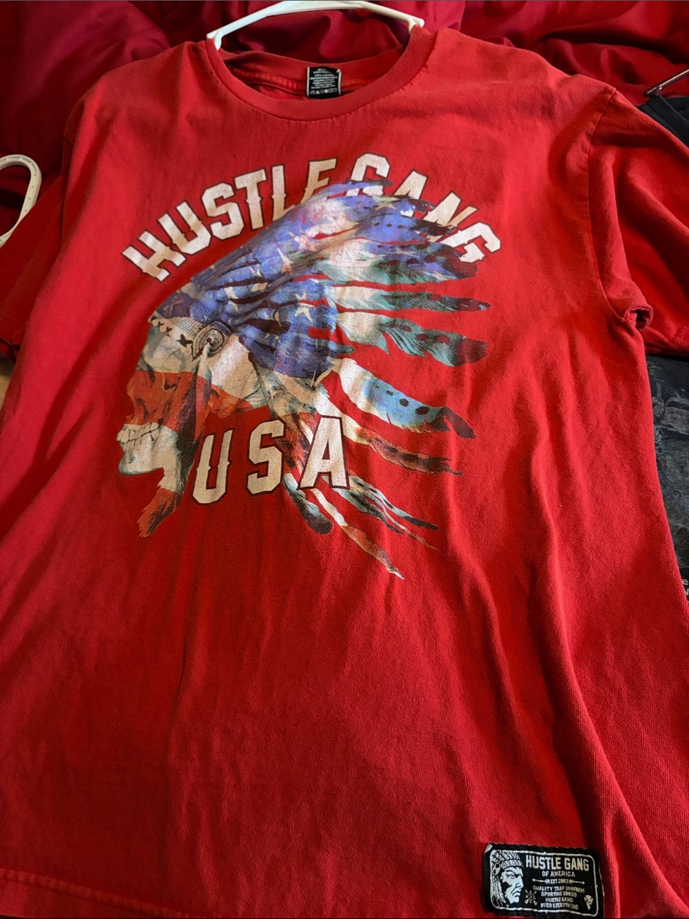 Hustle Gang Red Graphic USA Headdress Tee